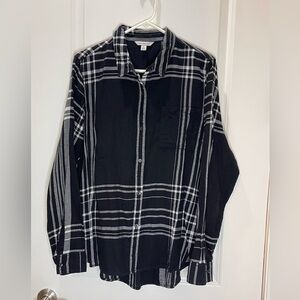 Calvin Klein Jeans Black & White Plaid Flannel Shirt 100% Cotton Size XL